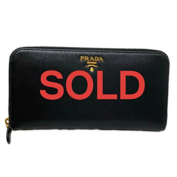 PRADA - Black Leather Long Wallet 189-070425 - Picture 1 of 8